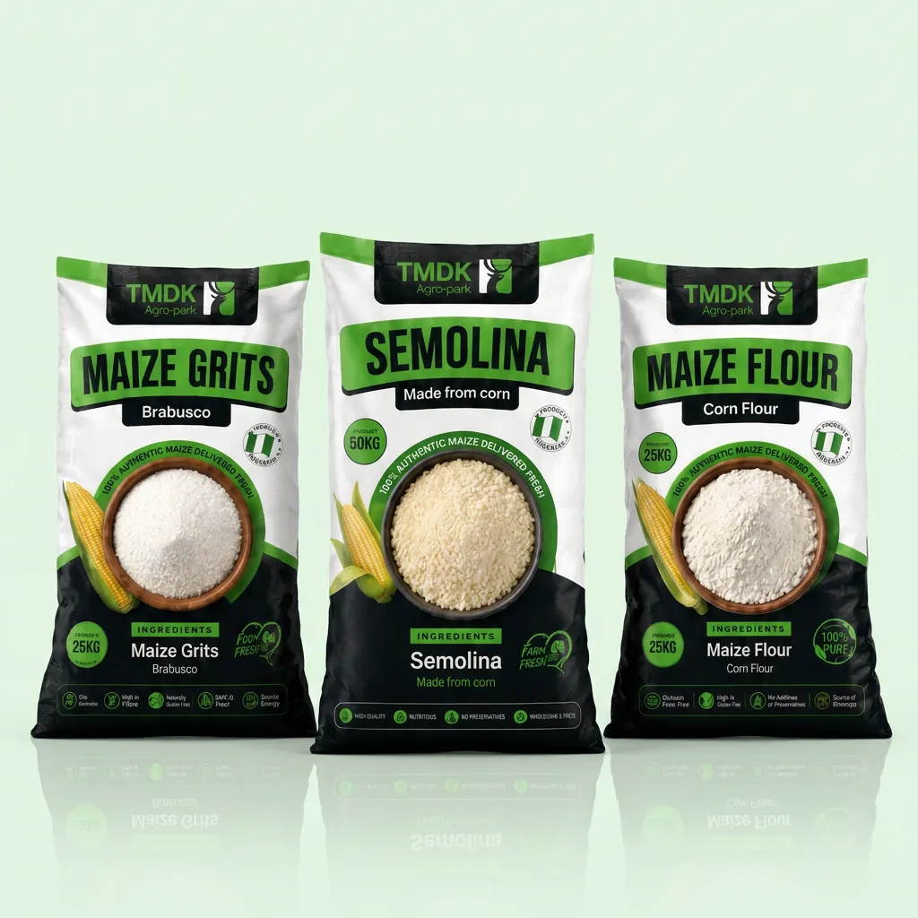 TMDK Maize Grits, Semolina and Maize Flour retail packs