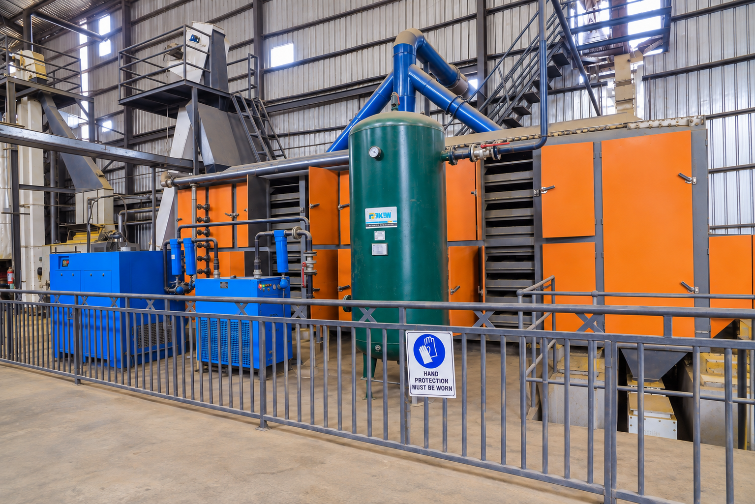 TMDK soya conditioning line inside the production hall