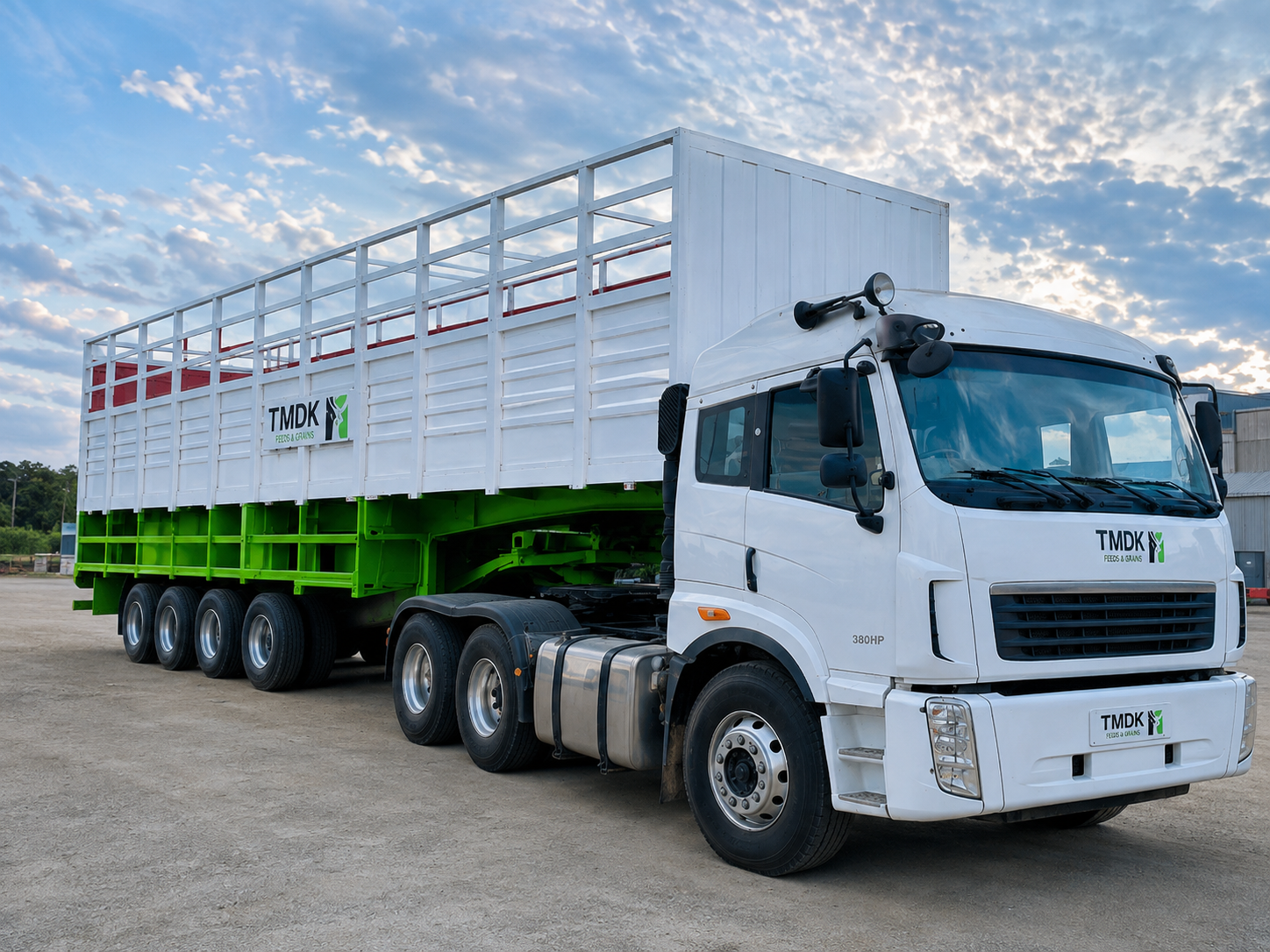 TMDK Agro Park distribution truck with branded trailer