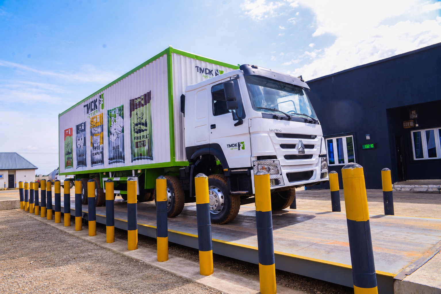 Branded TMDK Agro Park truck on the weighbridge