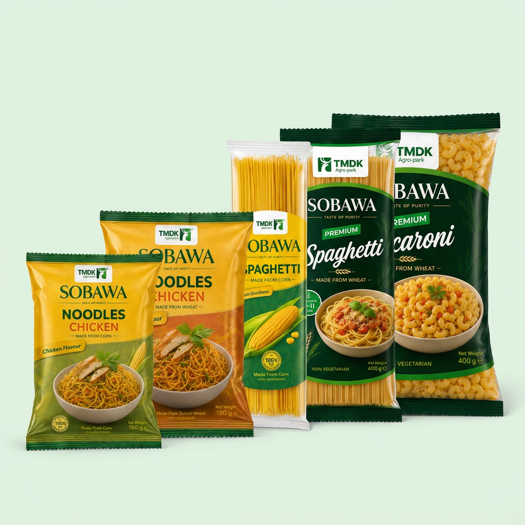 TMDK Sobawa Pasta and Noodles range: Corn and Wheat noodles, spaghetti and macaroni packs