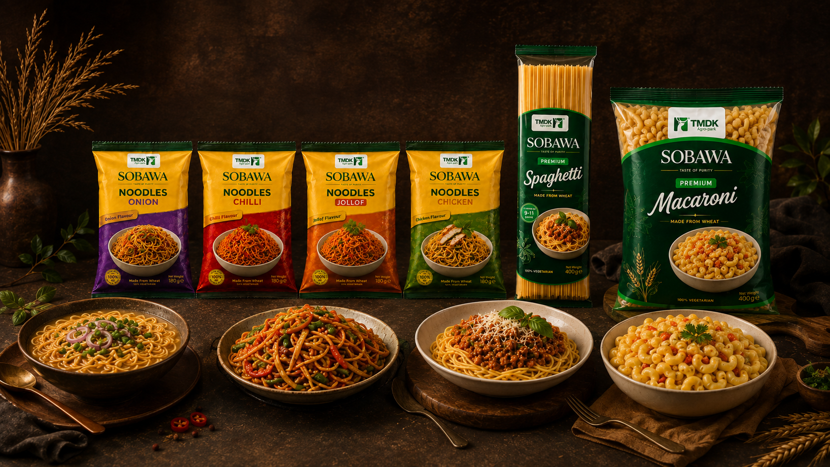 Sobawa wheat range noodles and spaghetti packs